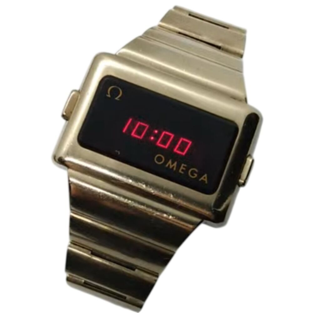 1974 Omega Time Computer Two TC2 LED 14K Gold Filled Men's Watch 1970's Retro
